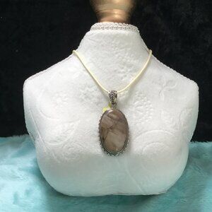 Jasper Sterling Silver Artisan Statement Pendant Necklace • Layering • NEW